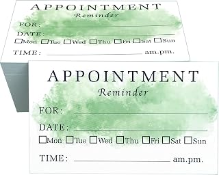 RXBC2011 Appointment Reminder Cards for Dentist Therapist Doctor Hair Salon Pack of 100 Green Painting Type 2