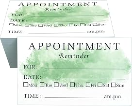 RXBC2011 Appointment Reminder Cards for Dentist Therapist Doctor Hair Salon Pack of 100 Green Painting Type 2