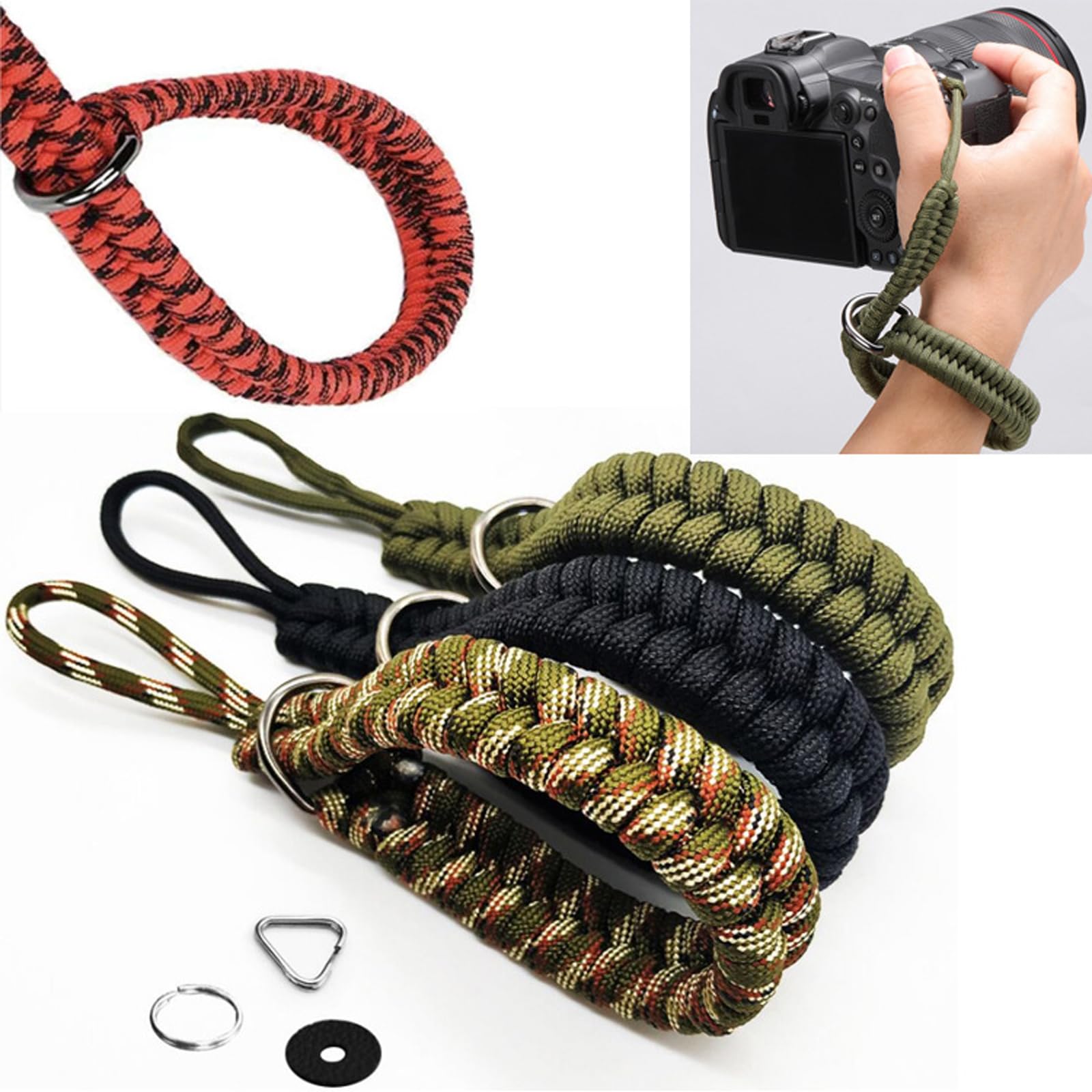 Set 2 Cinghie Da Polso Per Fotocamera In Paracord | Regolabili A Sgancio Rapido Con 4 Fibbie, Per DSLR E Mirrorless
