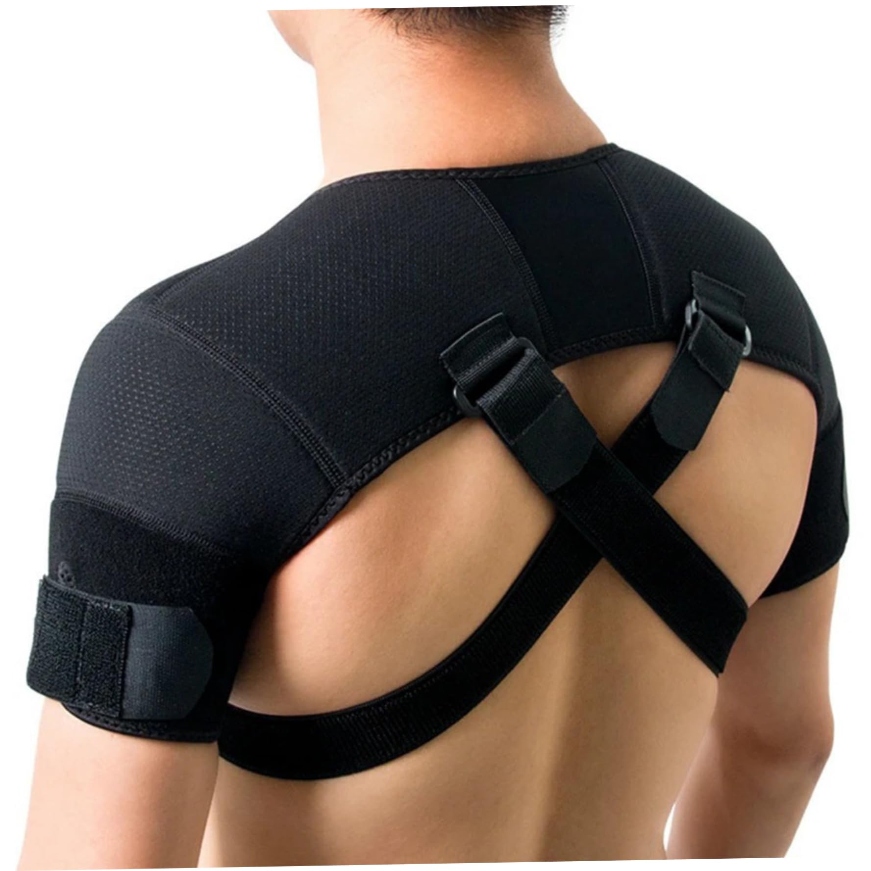 Double Shoulder Brace Adjustable Shoulder Support Brace Breathable Protective Rotator Cuff Strap for Sleep Sport More L XL