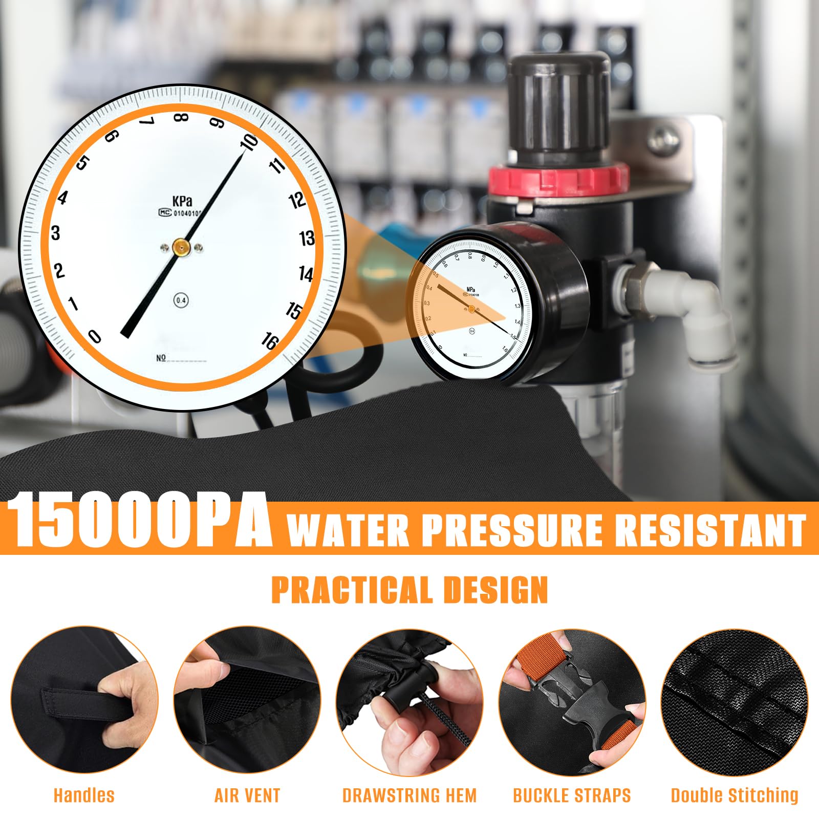 Kovshuiwe - Copertura impermeabile per mobili da giardino, 242 x 182 x 100 cm, 420D, resistente tessuto Oxford in rattan, antivento, protezione UV