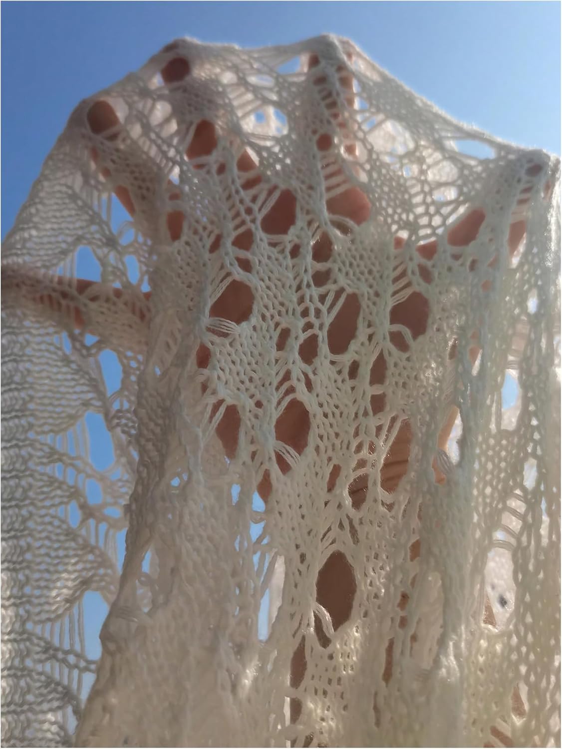 OYOANGLE Women's Crochet Swim Cover Up Long Sleeve Hollow Out Backless Beach Dress Bathing Suit Coverups - Image 4