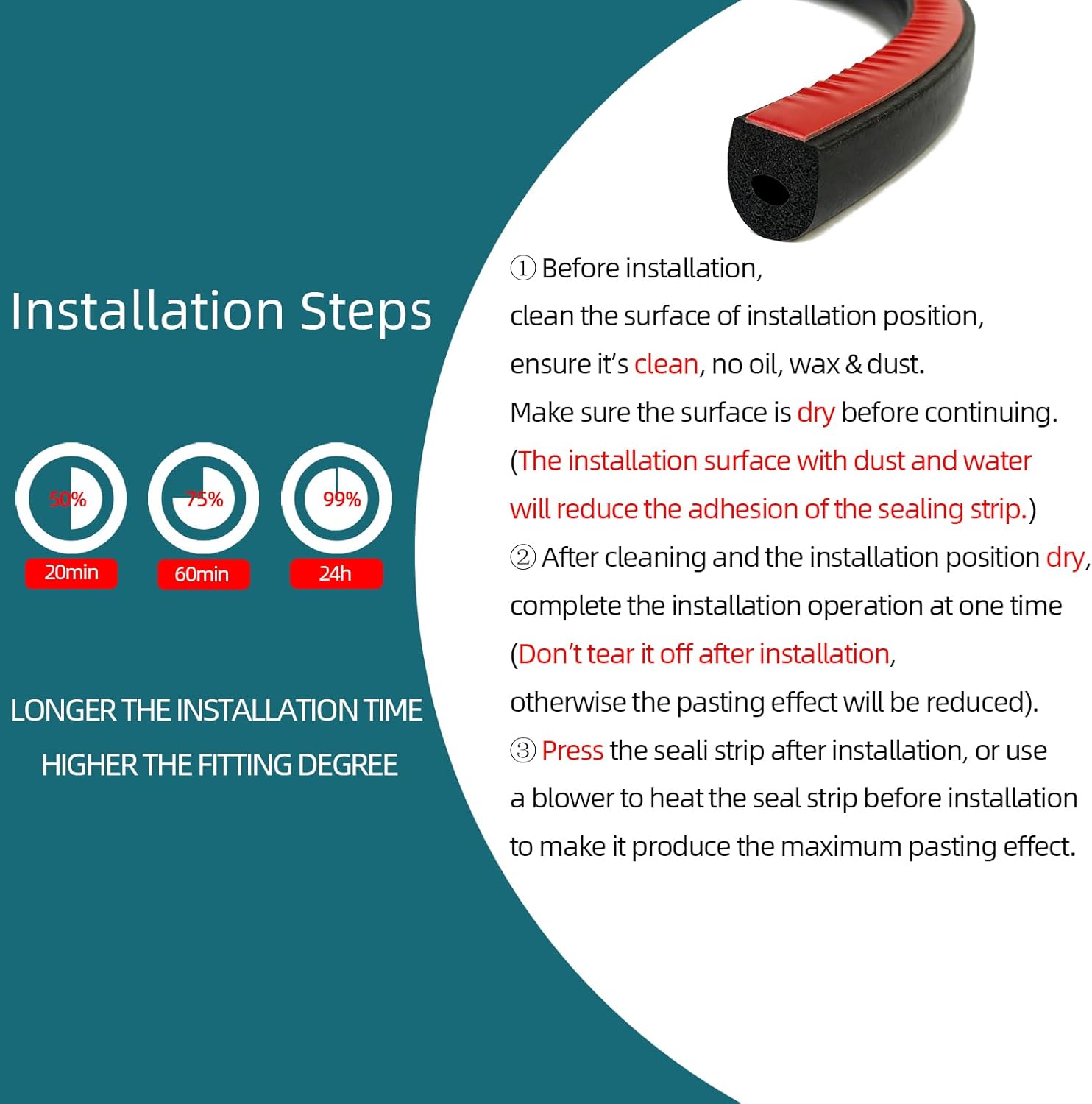 D Shape EPDM Foam Rubber Seal with Tape, Self-Adhesive Rubber Weather Stripping for Boat, Auto, RV, Marine, Garage Doors/Window and More, W:0.5"; H:0.5"; L:26Feet