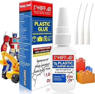 Plastic Glue, Permanent Clear Super Glue for Plastic, Heavy Duty Repair Cement Kit for Model, Miniatures, 3D Prints, Acrylic, PLA, Metal, Car, Waterproof and Safe to Use