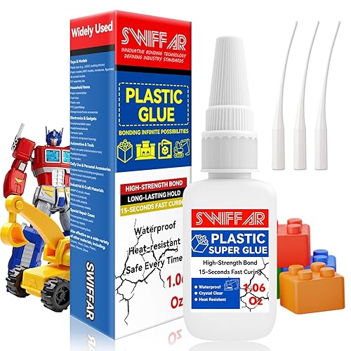 Pegamento de plástico, pegamento transparente permanente para plástico, kit de cemento de reparación resistente para modelos, miniaturas,