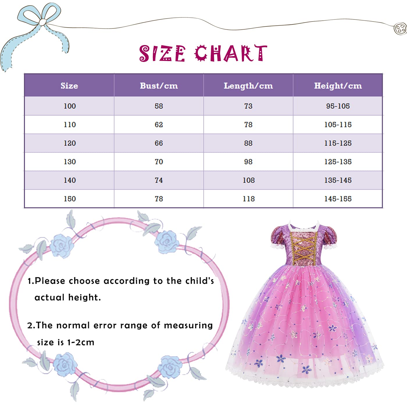 Kosplay Niña Princesa Rapunzel Vestido Niña Disfraz de Princesa con Accesorios Vestido de Princesa Tul Maxi Cumpleaños Fiesta Cosplay Navidad Halloween Carnaval Bautizo Vestidos