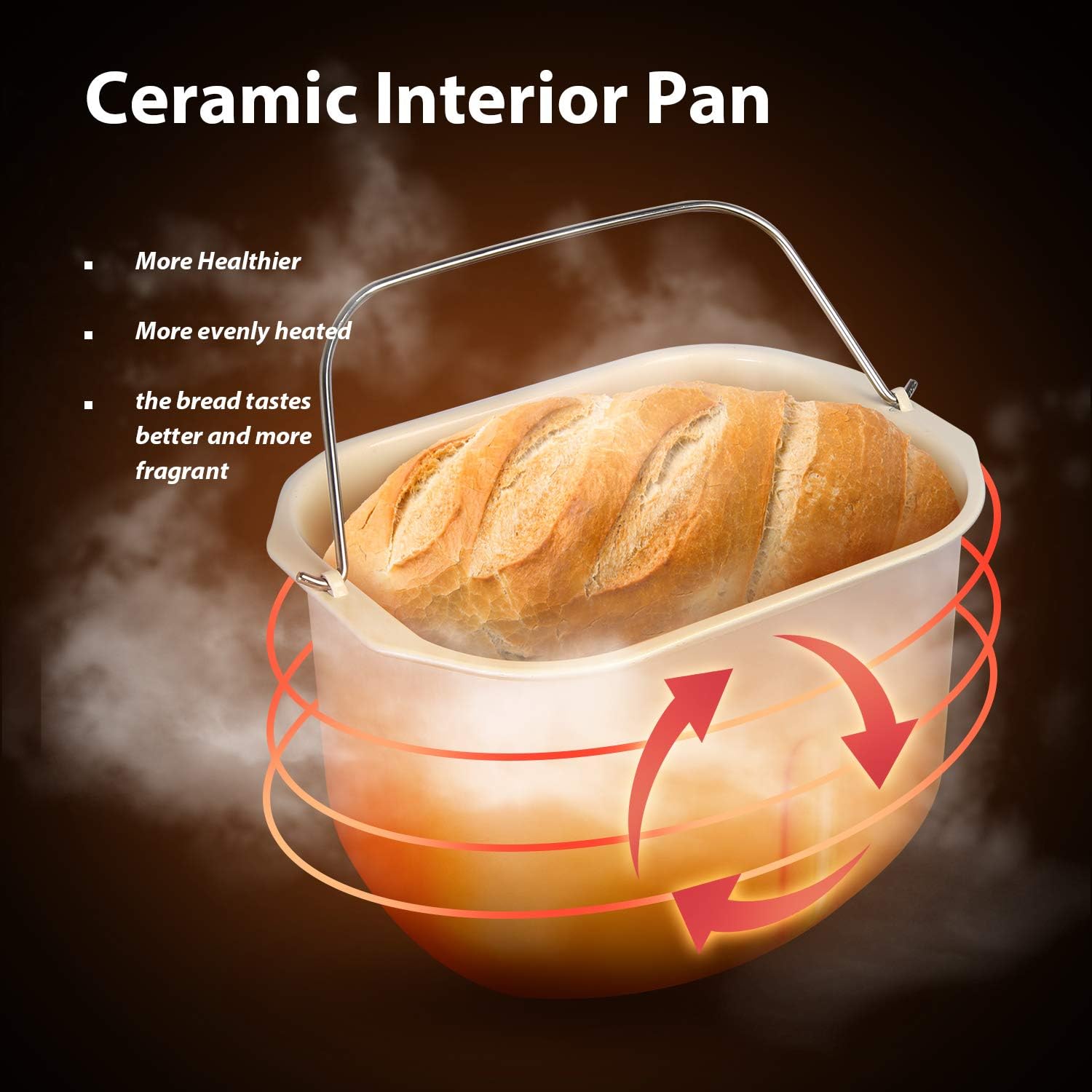 KBS Automatic Bread Machine, 2LB Stainless Steel Bread Maker with 19 Menus, Non-stick Ceramic Pan, 3 Loaf Sizes& 3 Crust Colors, 15 Hours Delay& 1 Hour Keep Warm, Knead Dough and Gluten Free Settings