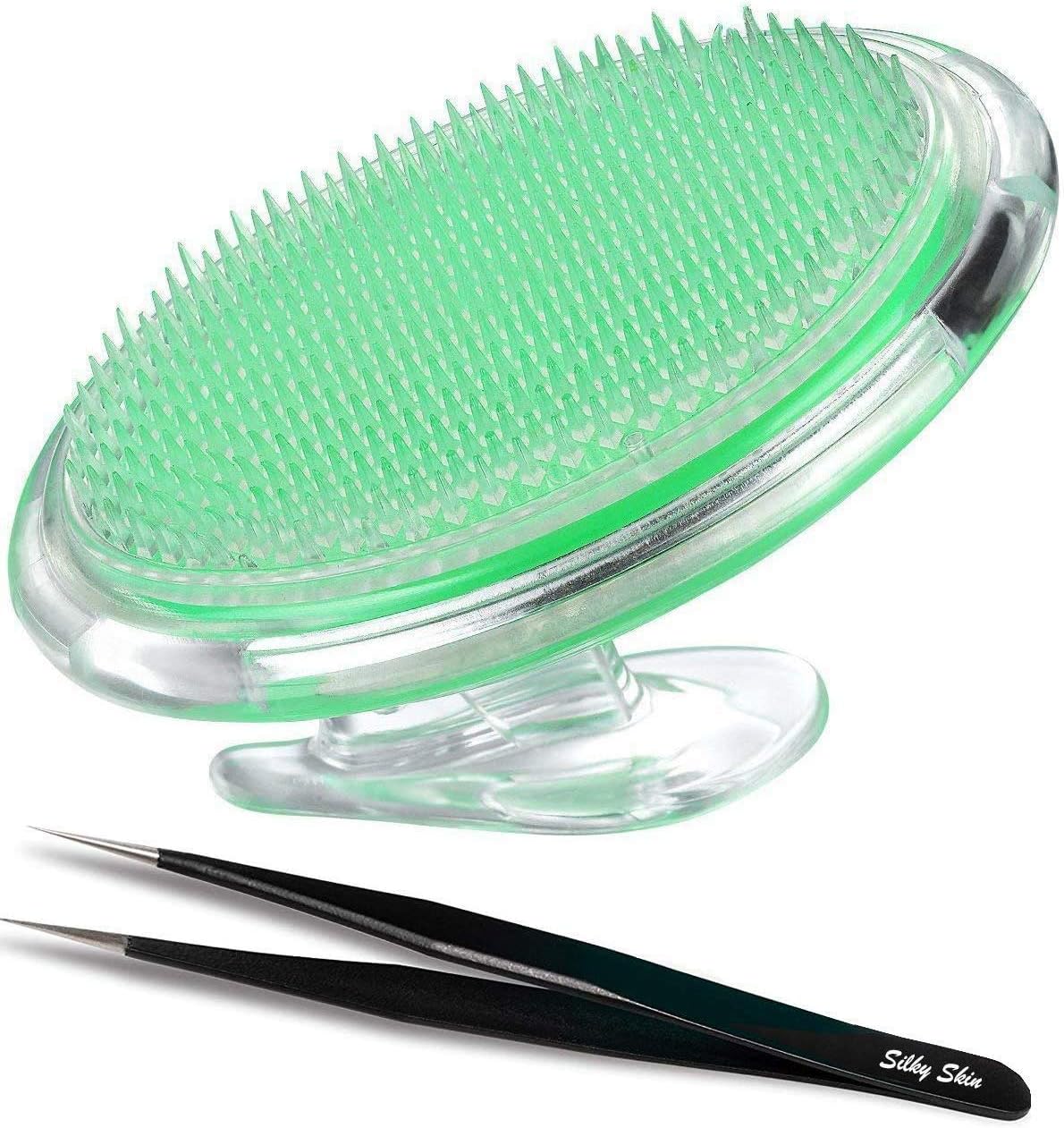 Exfoliating brush to treat And prevent razor bumps And ingrown hairs-including tweezers-eliminate shaving irritation For Face, Armpit, Legs, Bikini line-solution For Men And Women by Silky Skin