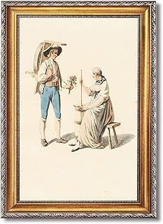 Vintage Framed Genre Scene Wall Art, Canvas Print Oil Paintings Reproduction World Classics, Artwork Painting, Middle Ages Style, Elegant Home Decor for Living Room. (Retro Framed,12L x16W)
