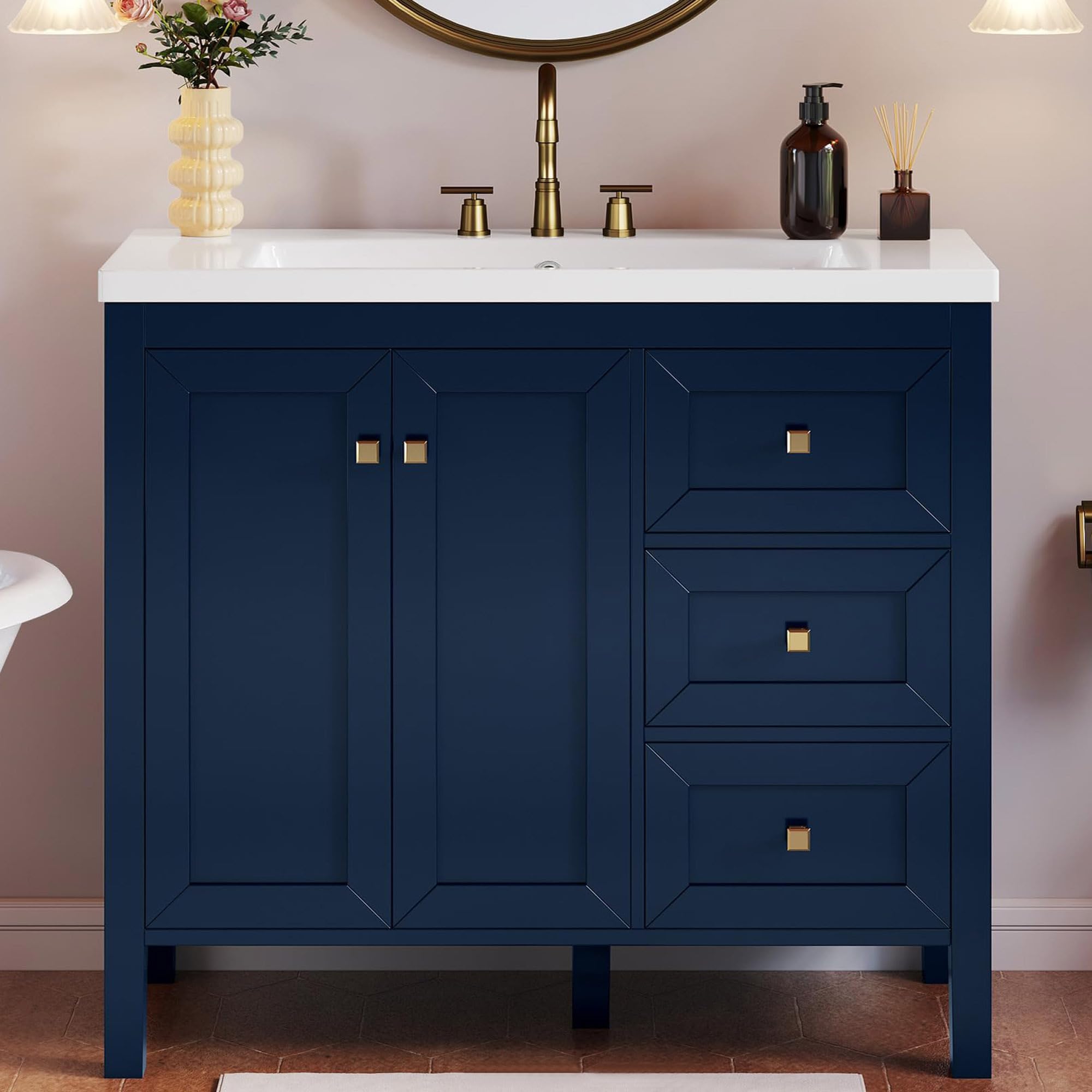 YITAHOME 36 Inch Blue Bathroom Vanity with Undermount Sink