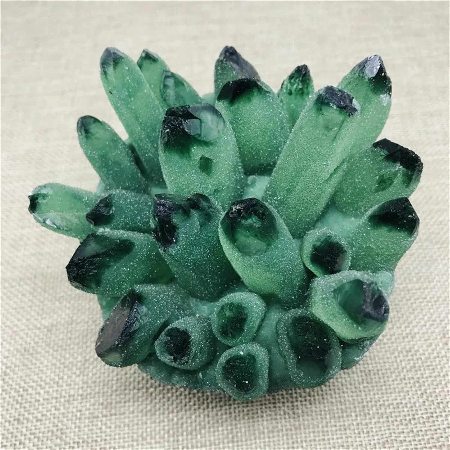 KatLin Natural Green Ghost Phantom Quartz Crystal Cluster Rock Stones and Crystals Mineral Reiki Healing Specimen Home Decor Ornaments (Size : 500-600g)