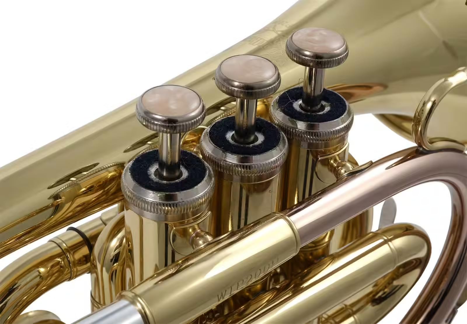 Woodbrass WTP200P – Si Lackierte Taschentrompete, Anfänger-Blasinstrument, spielfertig, 3 Monel-Kolben, kompakt & tragbar, Rucksackhülle & Mundstück inklusive