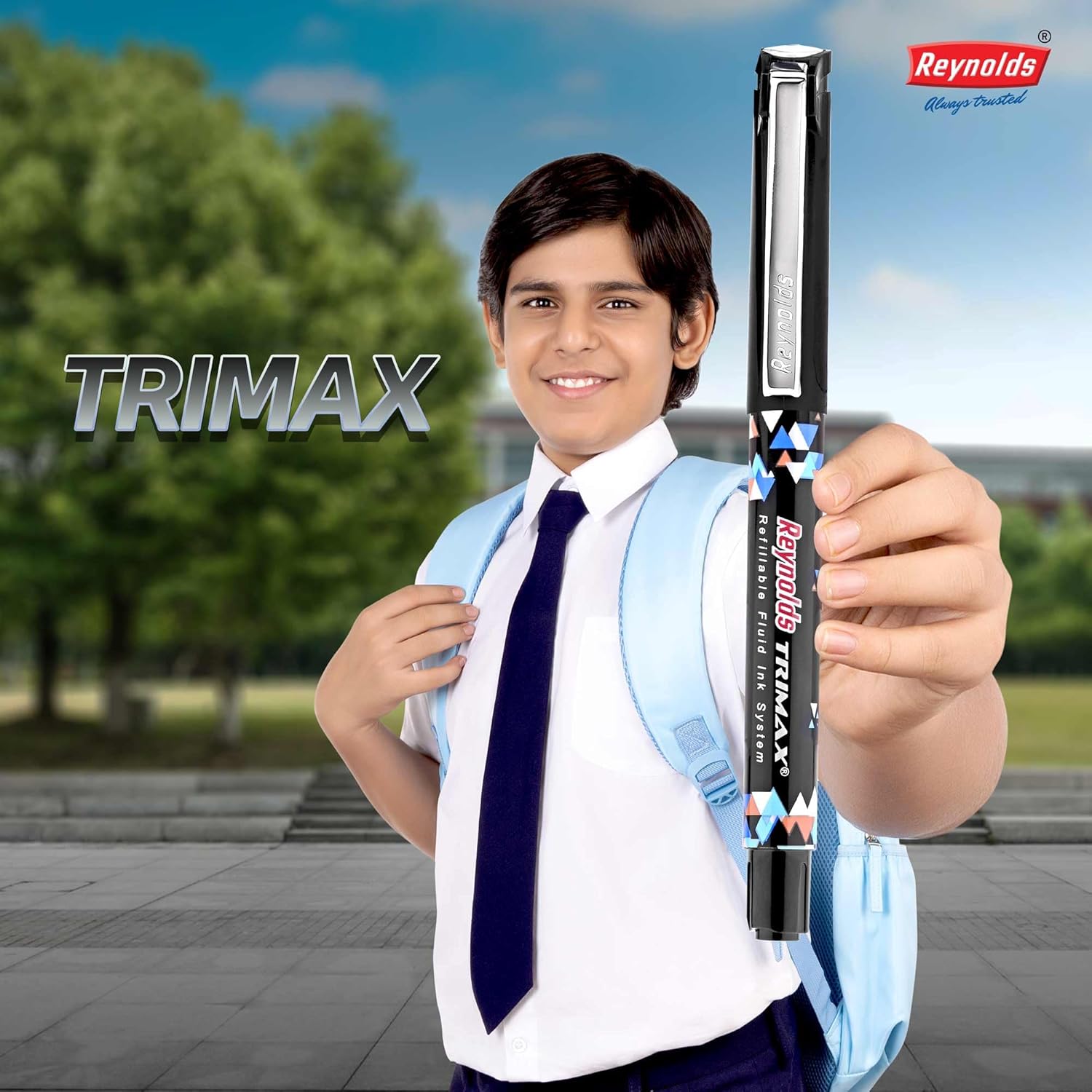 Reynolds TRIMAX BLACK - 5 COUNTI Lightweight Roller Pen With Comfortable Grip for Extra Smooth Writing I School and Office Stationery | 0.5mm Tip Size