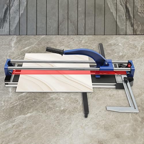 Miniatura 2 de Cortador de azulejos, cortador manual de azulejos de 24 pulgadas, doble riel con posicionamiento preciso, medición ajustable de 0 a 90, rueda de