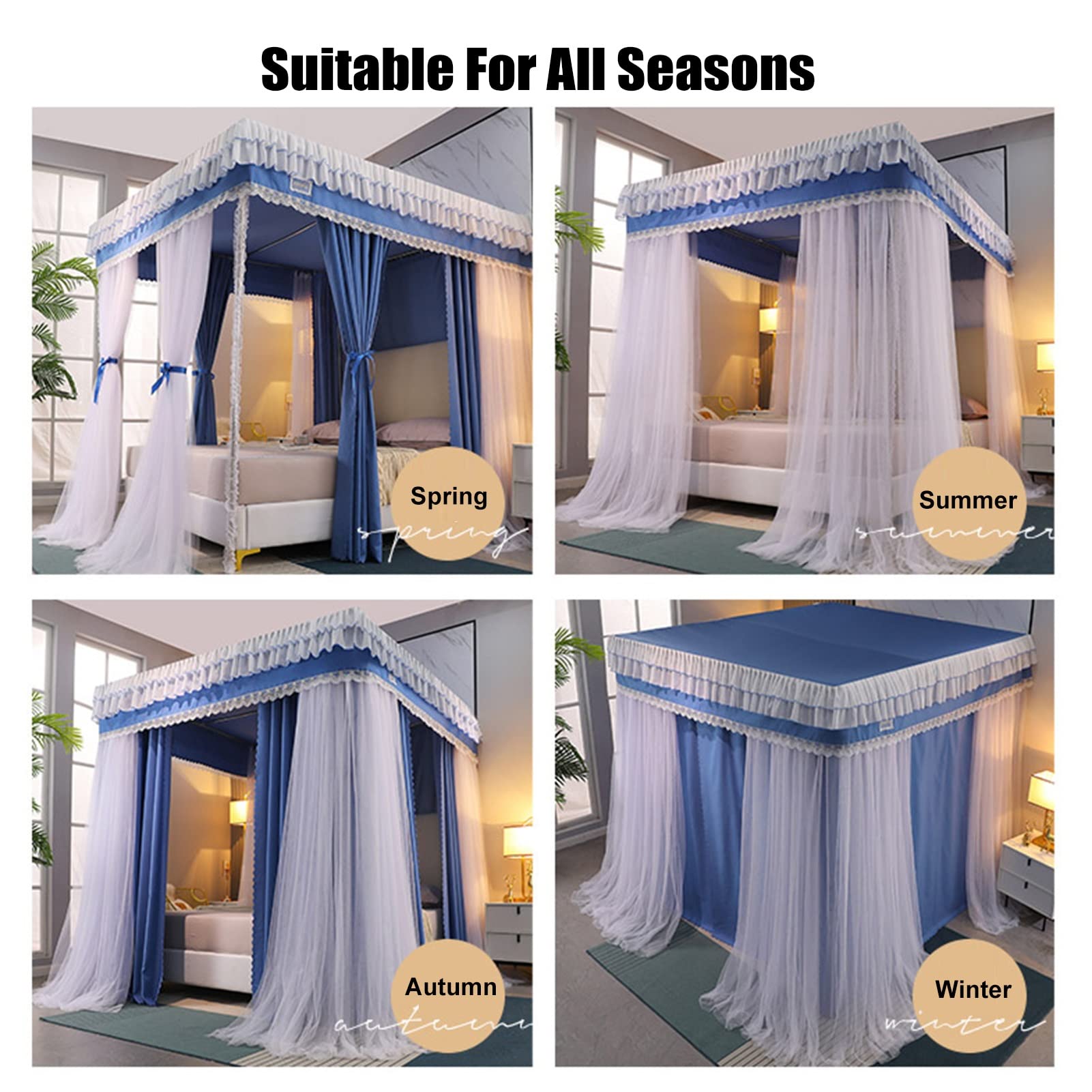 Doseles para Camas Toldo De Cama De Lujo, Cortina De Cama Decorativa For Dormitorio De Princesa De Niña For Cama Doble Individual De 1,5 M/1,8 M/2 M, Fácil De Instalar