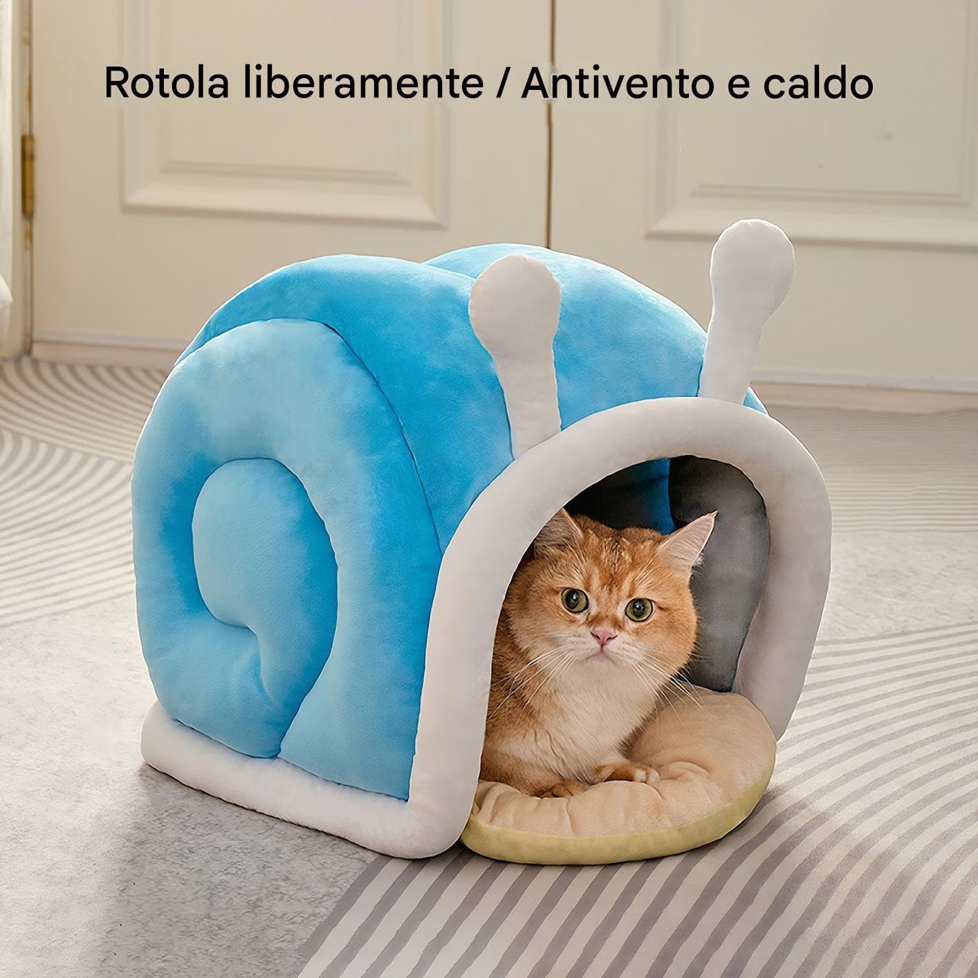 Niche pour chat en forme d'escargot chaud et fermé