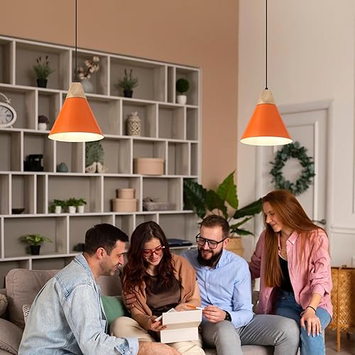 Miniatura 10 de Paquete de 2 lámparas colgantes negras, 9.4 pulgadas, lámpara colgante de granja, luces colgantes industriales, luces colgantes de cocina para