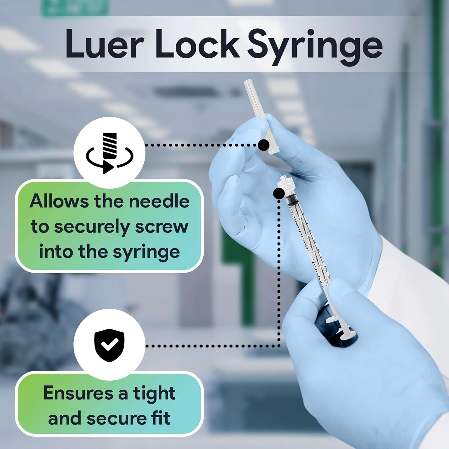 1 ml Syringe without Needle - 5 Pack of Individually Wrapped Disposable Syringes - Good for Medical, Scientific Lab, Home Use, and More - Sterile Luer Lock Syringes