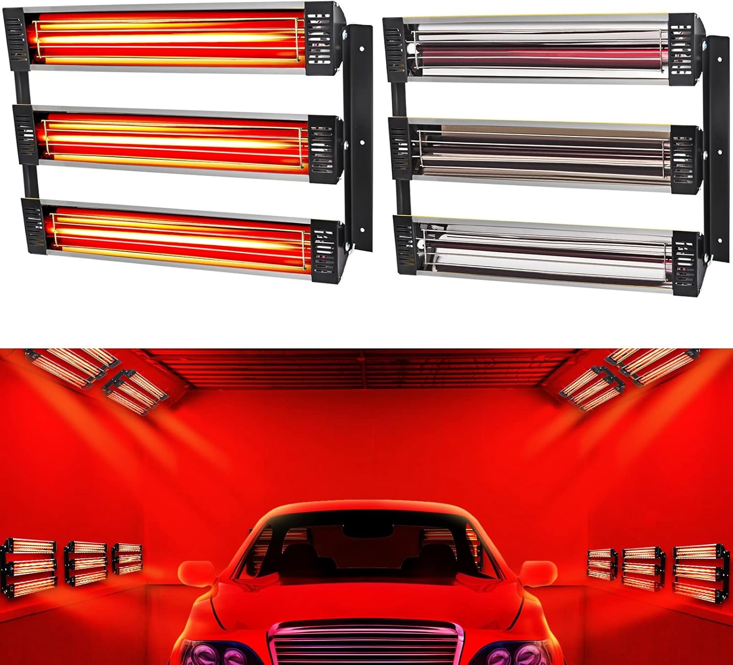 Paint Dryer 3KW 2/3 Sets Phase Infrared Paint Drying Curing Lamp Car