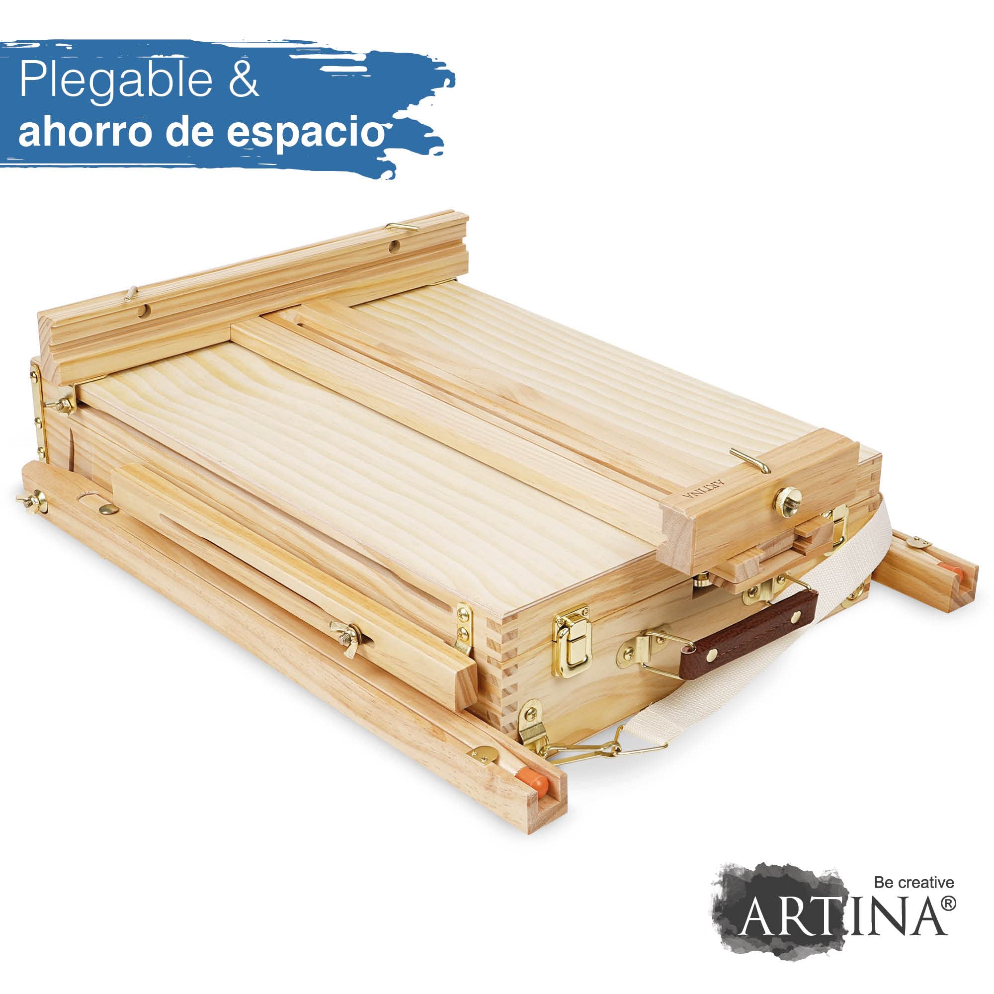 Artina Set Pintura con Caballete 30 Piezas Maletín para Artistas | Pinturas acrílicas lienzos pinceles y espátulas kit acrílica para principiantes regalo Natale Madrid