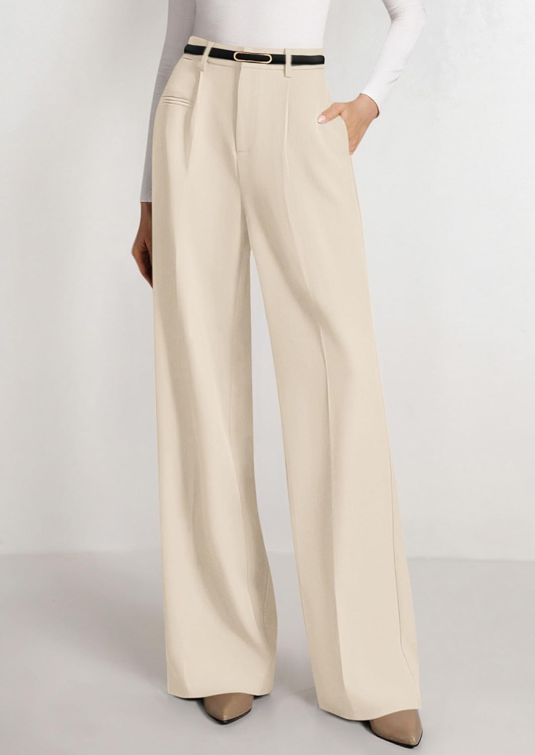 PRETTYGARDEN Womens Wide Leg Dress Pants 2026 Business Casual Flowy Work Palazzo Pants High Waisted Slacks Trousers - Image 5