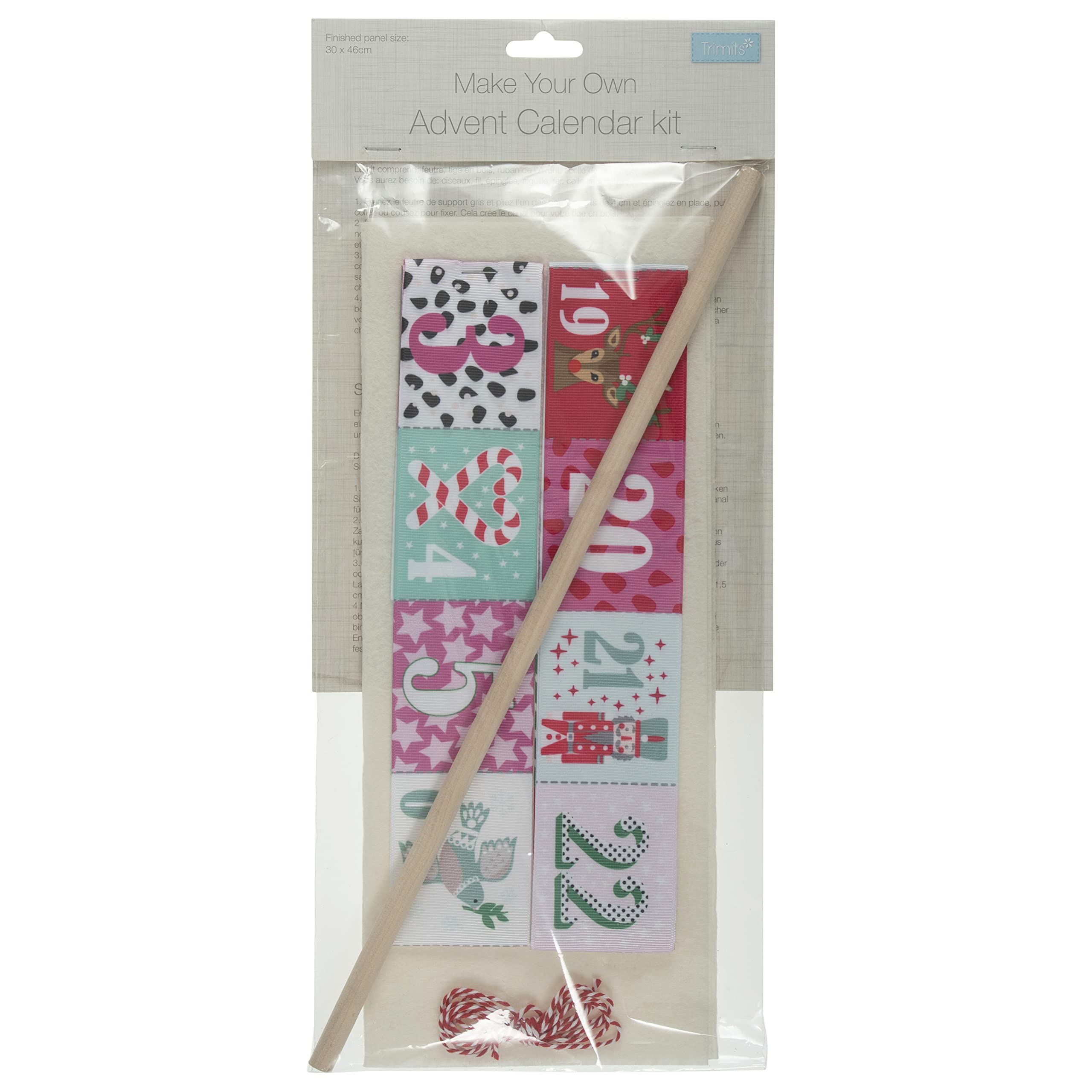 Trimits Make Your Own Fabric Pocket Advent Calendar Kit, 30 x 46cm, Cream, ADKIT2