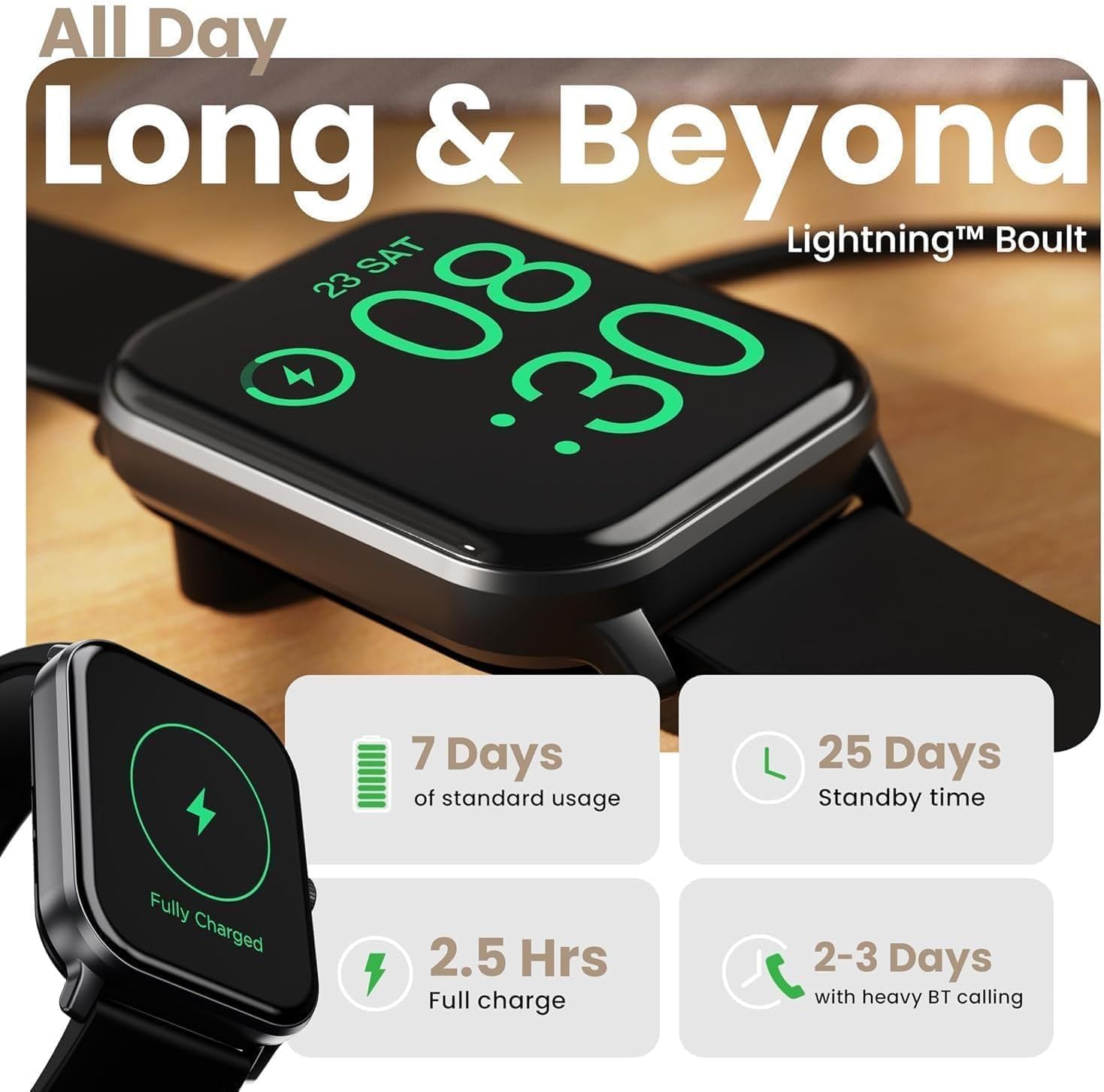 Smartwatch with Call & Text Notifications, Fitness Tracker with Heart Rate, Sleep Monitor, Step Counter, Weather Display, Voice Assistant, and Sports Modes – Compatible with iOS & Android Phones