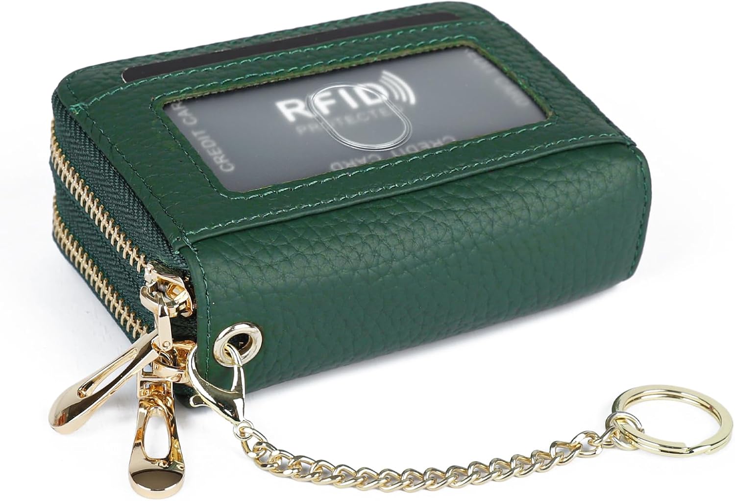 imeetu RFID Credit Card Holder, Small Leather Zipper Card Case Wallet for Women - Image 5