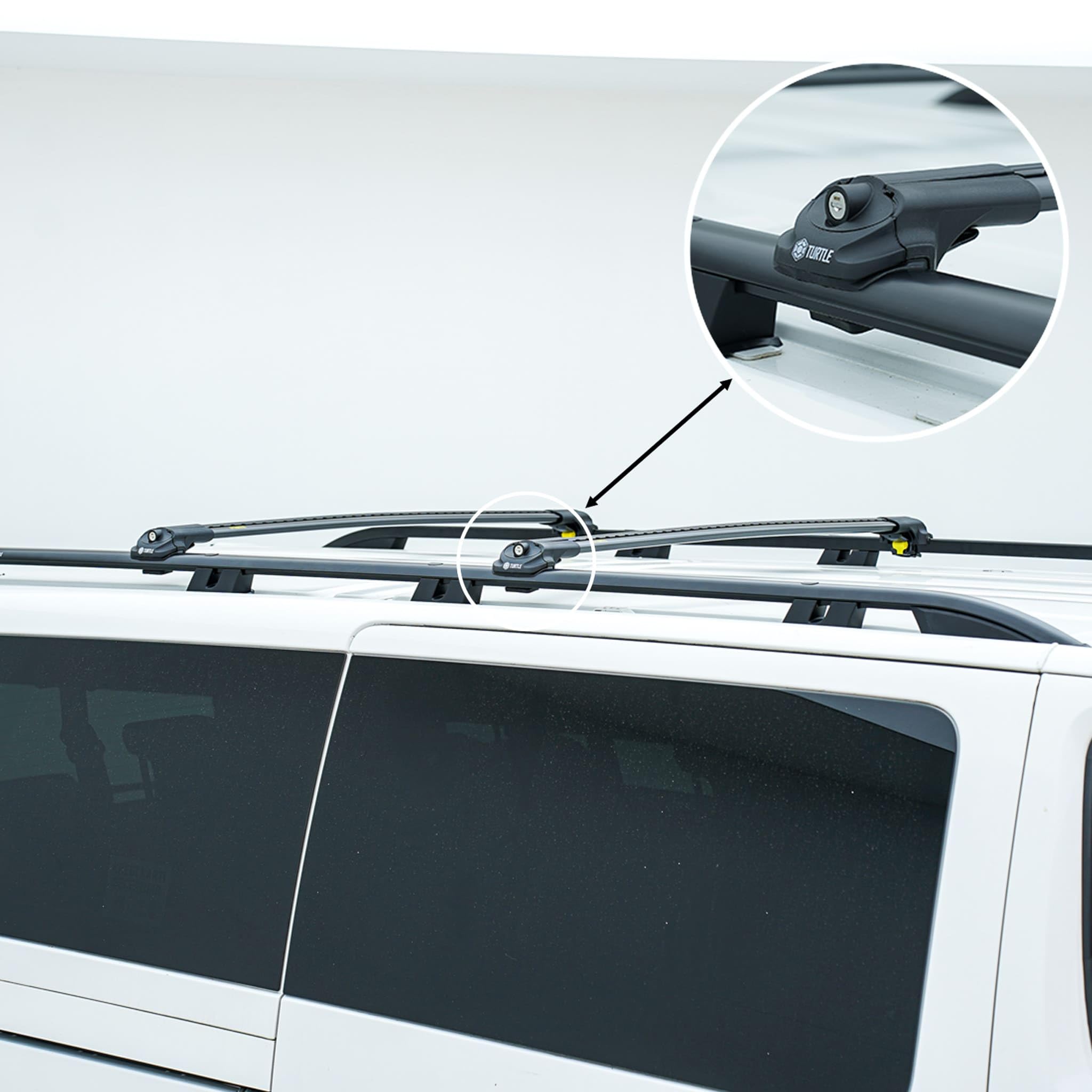 TURTLE Compatible con Volkswagen Caddy 20202024 / Barras de Techo Crown de versión Larga | Negro