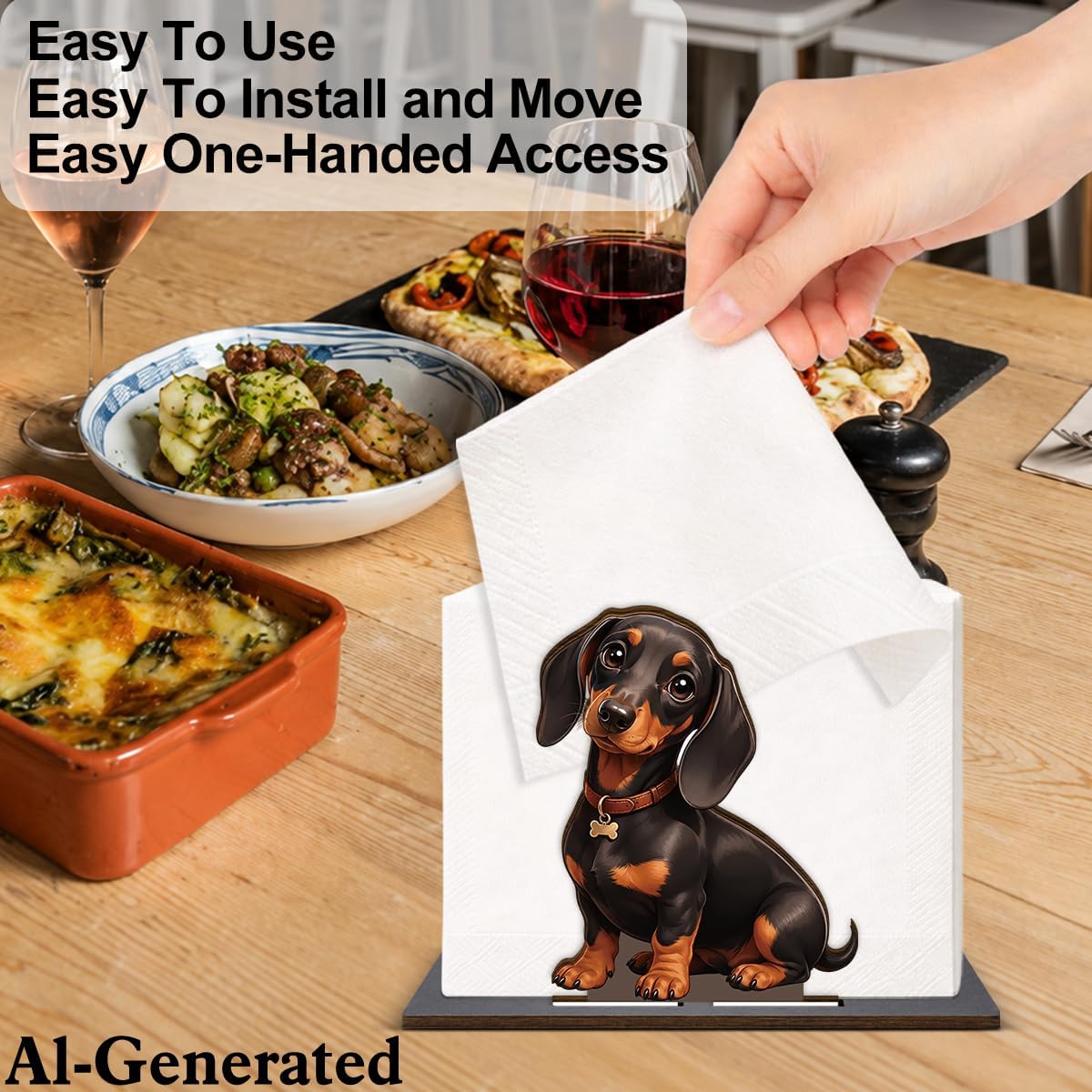 Cute Dachshund Wooden Napkin Holder for Table Farmhouse Kitchen Decor image 4