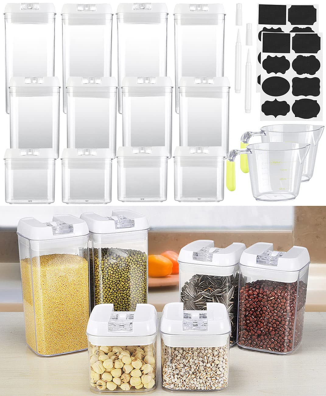 Rosenstein & Söhne contenitori per alimenti in plastica: set da 6 Contenitori per alimenti, in 3 dimensioni, ermetico, impilabile (scatola porta, contenitore cibo gatti)