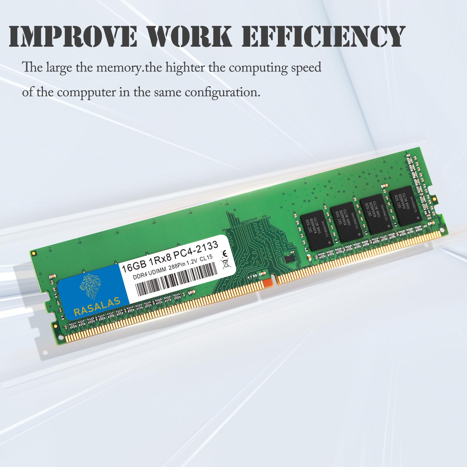 RASALAS 16GB DDR4 2133MHz PC4-17000 Non-ECC Unbuffered 1.2V CL15