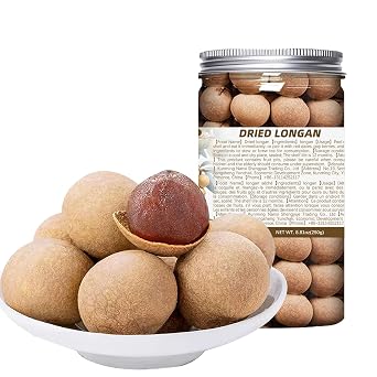 BAYUEDEGUA-Dried longan 250g/8.81oz Big dried longan with Thick flesh and Small pits.No preservatives,Zero sodium,Suitable for making soup,Tea,Desserts,Snacks.