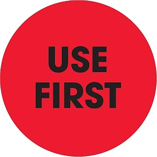 Tape Logic 2' Circle Label, Use First', Fluorescent Yellow, Roll of 500 Stickers, for Inventory Control and Warehouse Organization