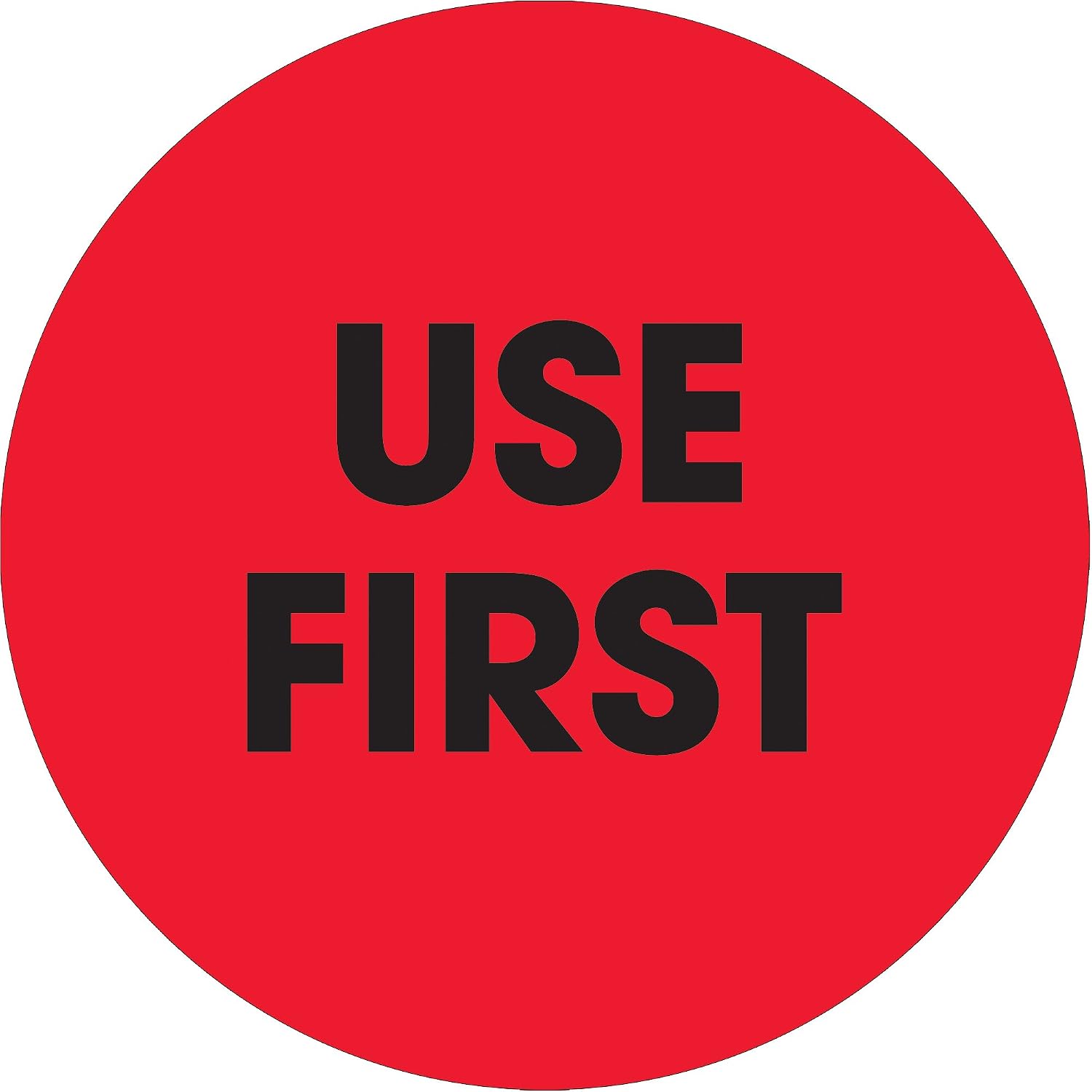 Tape Logic 2' Circle Label, 'Use First', Fluorescent Yellow, Roll of 500 Stickers, for Inventory Control and Warehouse Organization