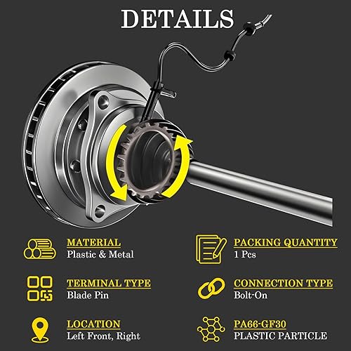 Miniatura 2 de Ensun 15158254 Sensor de velocidad de rueda delantera ABS izquierda o derecha compatible con 2004-2007 Rainier, 2002-2009 TrailblazerEnvoy,