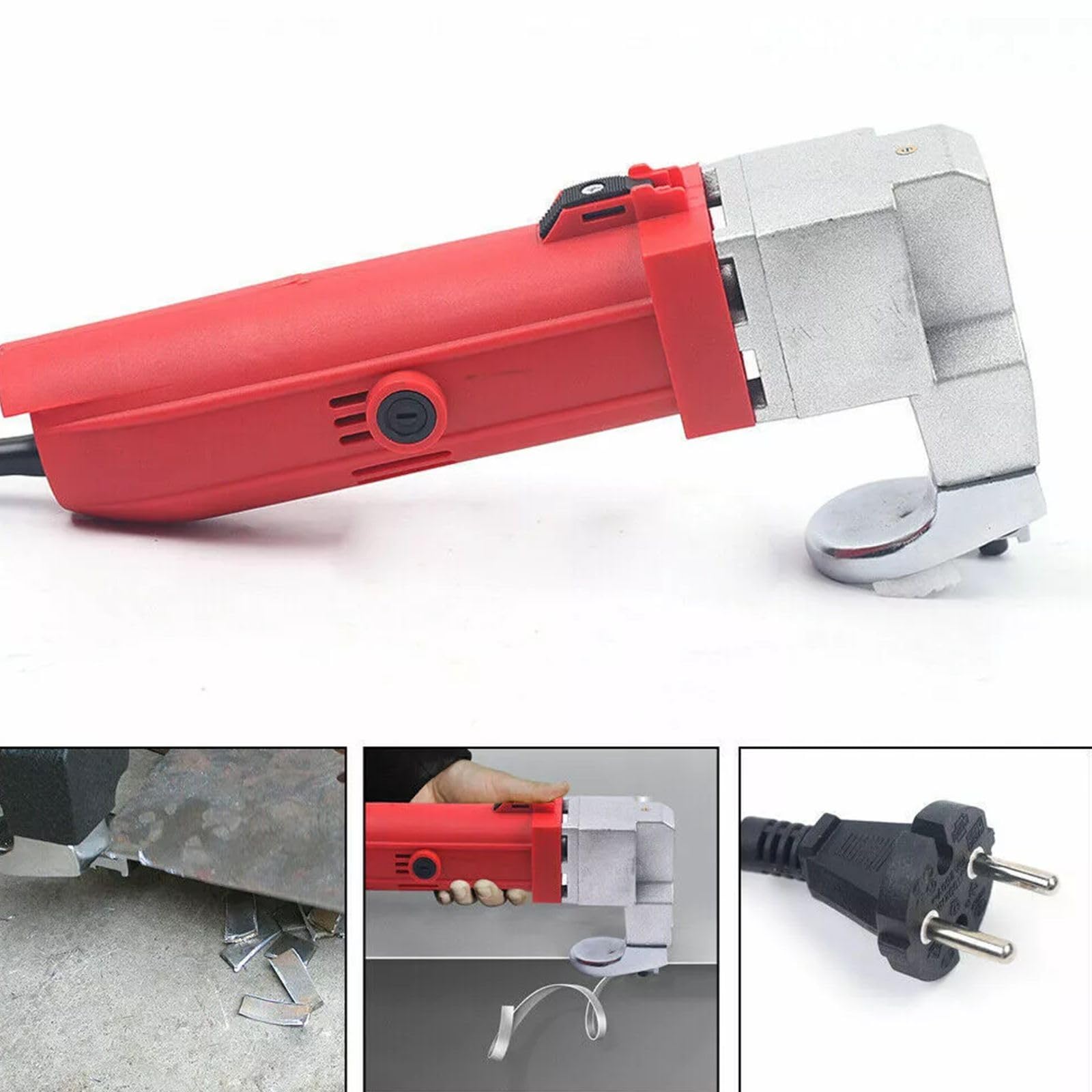 Nożyce elektryczne 220 V: wydajne nożyce metalowe do karoserii, obróbki metalu i warsztatu domowego, tnie stal do 2,5 mm, aluminium do 3 mm