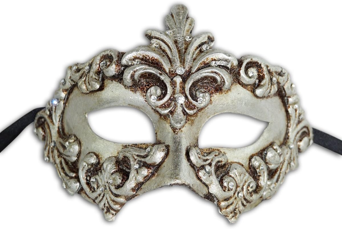Luxury Venetian Eye Mask Colombina Baroque with Swarovski Crystals for Men and Women