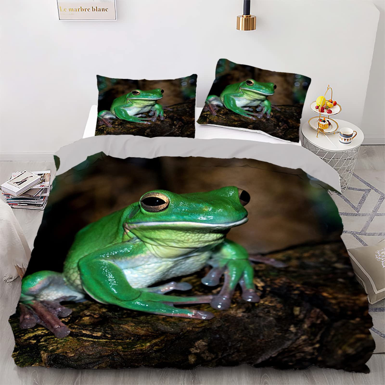 Parure de lit grenouille grise 90x190 en microfibre 110g anti-plis