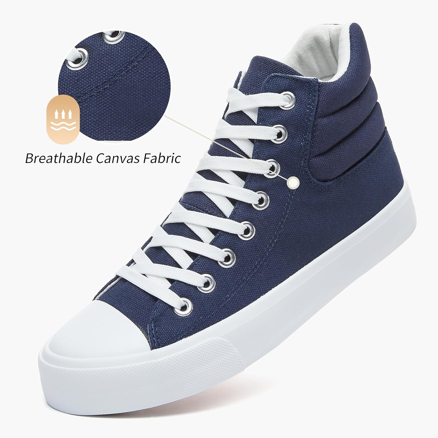 POVOGER High Top Sneakers for Women White Womens High Tops Canvas Shoes Black Fashion Sneakers Casual Lace up Tennis Shoes - Image 4