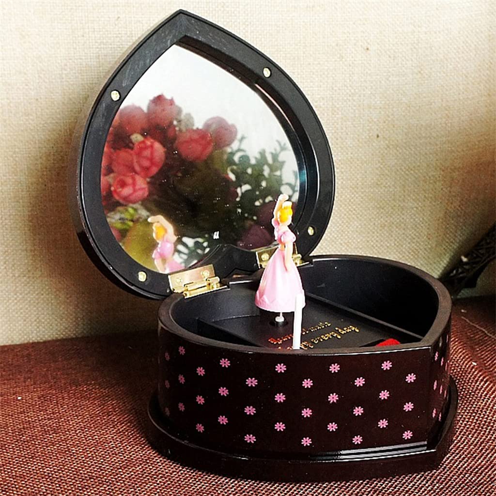 DKIUGL Rotating Heart-Shaped Jewelry Storage With Dancing Girl Lovely Ballerina Music Box