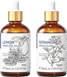 HIQILI Geranium Essential Oil and Lemon Essential Oil, 100% Pure Natural for Diffuser - 1 Fl Oz