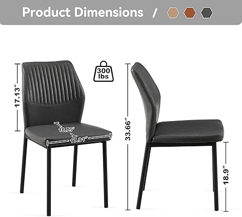Miniatura 2 de Howtek Juego de 4 sillas de comedor modernas, de piel sintética, con superficie impermeable y patas de metal para cocina, sala de estar, dormitorio,