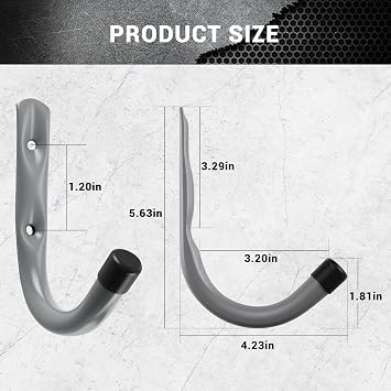 Garage Hooks, 4 Inch Heavy Duty Steel J Hooks for Wall, 12 Pack, Gray