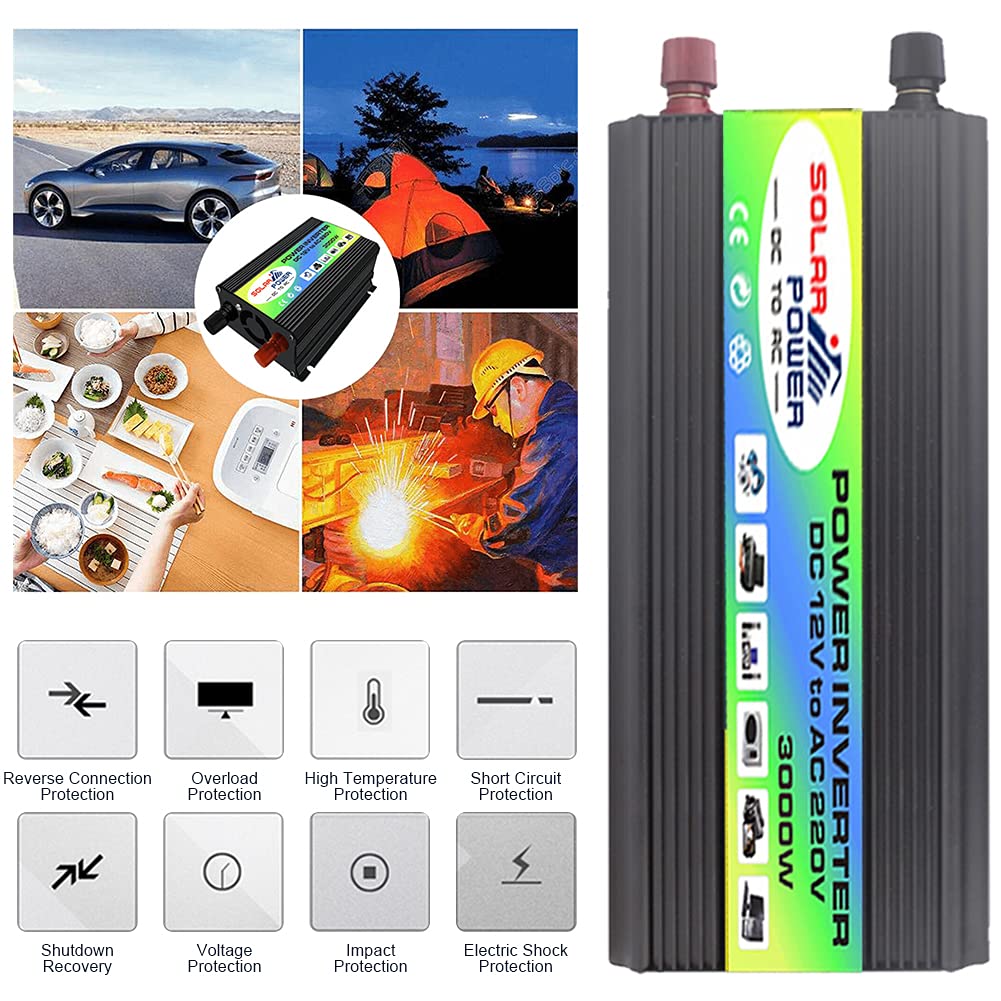 Convertisseur de courant pour voiture de 12 V 220 V 3000 W, convertisseur de capacite de tension pour telephone portable Pad et tablette (puissance 300 W)