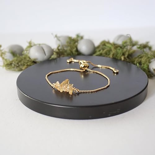 Miniatura 9 de Designs by Nature Gems Citrine Crystal Bracelet, November Birthstone Jewelry, Adjustable Slider Chain Bolo Bracelet, Gold Plated Chakra Bar