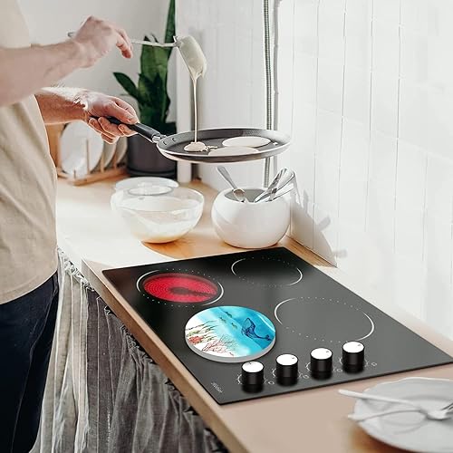 Miniatura 110 de Tucocoo Fundas para quemadores de estufa, juego de 4 fundas para estufas de gas de vino tinto retro, cubiertas superiores de estufa de 8 pulgadas