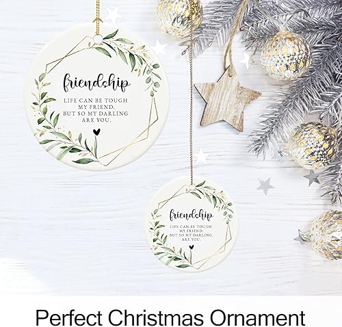 Miniatura 6 de Adornos de amistad 2024, adornos de amigas para mujeres, regalos de amistad para mujeres, adorno de Navidad de cerámica de 2.9 pulgadas 2024