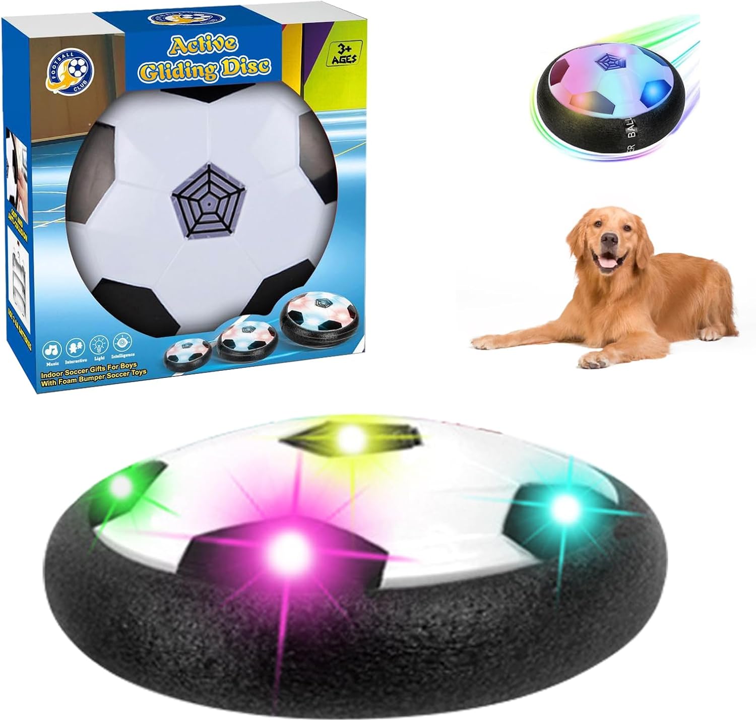 Yeegfey Interactive Dog Toys, 2023 New Active Gliding Disc, Interactive Gliding Disc Dog Toy, Dog Chase Toy with Cool Lighting Effects
