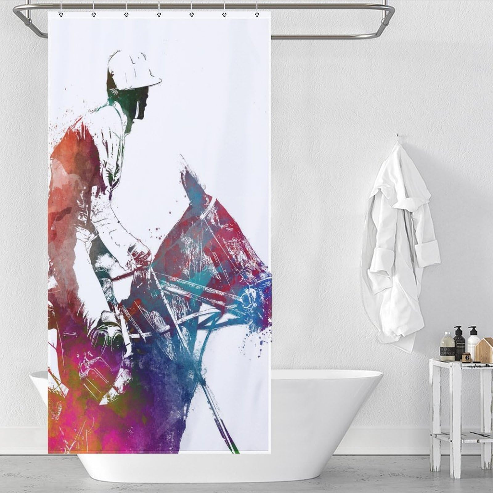 Rideau de douche pour chambre d'hôtel et salle de bain chic Rider tissu 90x180